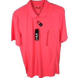 NWT Fila Sport Golf Mens Athletic Fit Polo Shirt Peach Pink Size L